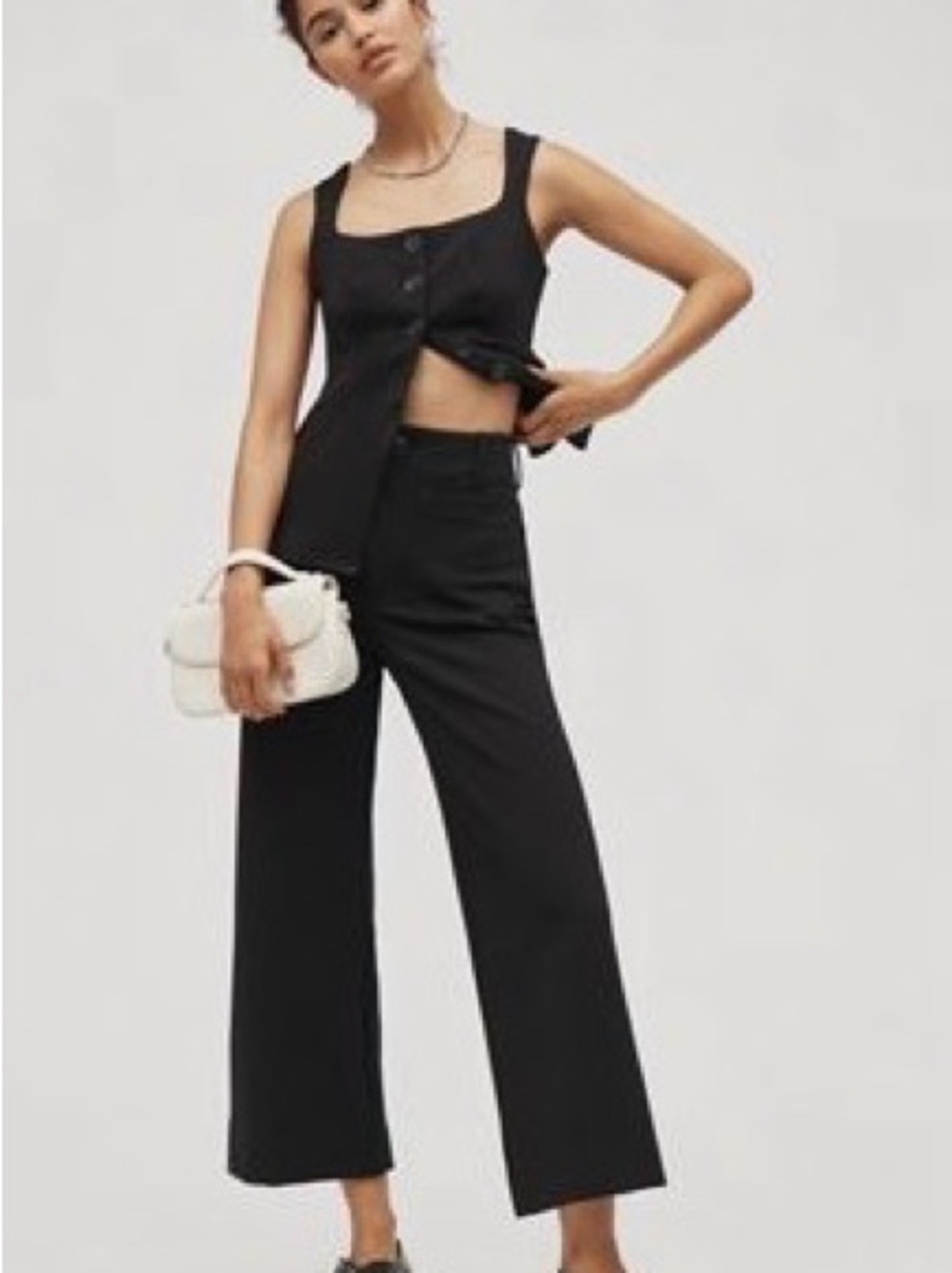 Maeve Black High-Rise Wide-Leg Pants